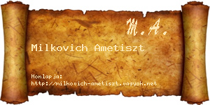 Milkovich Ametiszt névjegykártya